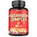 Satoomi 10in1 Mushroom Complex Supplements - 5 Month Supply - Blended with Lions Mane, Cordyceps, Reishi, Chaga, Maitake, Shitake & Others -Brain Support - 150 Capsules
