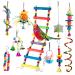 Chikanb 10 pieces of parrot toys bird cage swing for birds bird cage toys-natural wood for hanging for small parlor nymphic elster and medium pets #2-10PC-parrot toys