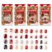 Noverlife 96PCS Winter Holiday Press on False Nails Short Squoval Fake Nails with Nail Glue Tab, Festival Square Oval Artificial Fingernails Acrylic Nail Tips, New Year Nail Art Decor for Women Girls Squoval Shape