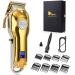 Fagaci Professional Hair Clippers with Extremely Fine Cutting, Cordless Hair Clippers for Men Professional, Barber Clippers for Hair Cutting Kit, Electric Mens Hair Clippers, Maquina de Cortar Cabello Hair Clippers Gold