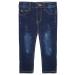KIDSCOOL SPACE Baby Little Boys Jeans Elastic Band Inside Straight Fit Ripped Denim Pants 6-7 Years Deepblue-2498