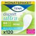 TENA DISCREET Mini - 120 Insoles in the monthly package (6 x 20 pieces) individually packaged - hygiene inlays for women - with slight bladder weakness incontinence and in the case of drop of droplets 120 (1 Pack)