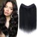 TESS One Piece Black Hair Extensions Clip in Real Hair Clip in Human Hair Extensions Clip in Hair Extension Real Human Hair 14 inch 1 Jet Black