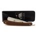 G.B.S Natural Wood Finish Scales 5/8in Straight Razor Shaving Razor with Dark Wooden Handle and Stainless Steel Perfect for Beard Shaping Razor Only - Dark Wood