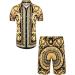 Daupanzees Men's Luxury Hawaiian Shirt Suit - Gold, X-Large - Buy Online on GoSupps.com