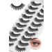 False Eyelashes Clear Band Mink Lashes Fluffy 5D Soft Fake Eyelashes Faux Mink Lashes Natural Look Cat Eye 14MM Fluffy Light Volume Eyelash 10 Pairs