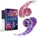 Laza Body Glitter 2 Jars Hologrographic Chunky Sequins With Glitter Glitter for Women Girls Eyeshadow Makeup Face Paint Festival Rave Outfits Hair Concert Accessories Carnival Party Costumes - Pink Violet