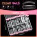 Krofaue Square Nail Tips - 100pcs Extra Long Clear C Curve Acrylic Nail Extensions for Women - Professional Half Cover Fake Nails with Box - Perfect for Holidays - Buy Online on GoSupps.com