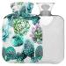 NAANLE hot water bottle with cover succulents cactus watercolor transparent hot water bottle 2 l large warfood for menstrual cramps pain relief handfoots heat and cold therapy