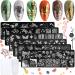 NICENEEDED Snake Nail Art Stamping Plates Set 6Pcs Nail Stamp Templates with Nail Stamper & Nail Scraper Leaves Flowers Animal Nail Plate for DIY Nail Decor Style 1