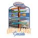Die Cut Sticker Seaside, Oregon, Destination Signpost, Contour Vinyl Sticker 1 to 3 inches (Waterproof Decal for Cars, Water Bottles, Laptops, Coolers), Small Small Sticker