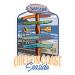 Die Cut Sticker Seaside, Oregon, Destination Signpost, Contour Vinyl Sticker 1 to 3 inches (Waterproof Decal for Cars, Water Bottles, Laptops, Coolers), Small Small Sticker