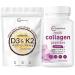 Micro Ingredients Vitamin D3 10000 iu + K2 200 mcg Coconut Oil Softgels & Multi Collagen Complex for Women Bundle 2 Pack | Essential Sunshine Vitamins | Hydrolyzed Protein Peptides