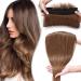 Sego Hair Part Clip in Extensions real hair thicker 1 Tresse 5 clips thick thick hair extension 100% Remy Human Hair light brown#6-1 18 "(45cm) -90g
