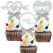 Blopee Wedding Cupcake Topper Silver Wedding Cake Toppers Bride and Groom Funny Round Mr & Mrs Cupcake Toppers and Heart Cupcake toppers 12 PCS Elegant Wedding Toppers for Cake Decorations Silver MR&MRS2