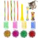 Aimicoca 45 pieces of cats toys spring Balls Set cat tubes toys interactive cats toy and cat toys pom poms balls for kitten for swat bite hunt (random color)