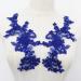 SEMCICOR Pair of Embroidery Sequin Lace Applique Fine Lace Fabric Patches Embroidered Trim Applique Motif Wedding Gown Dress Bridal DIY Crafts BLUE