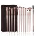 Daubigny Eye Makeup Brushes,12 PCS Professional Eye shadow, Concealer, Eyebrow, Foundation, Powder Liquid Cream Blending Brushes Set With Carrying Bag(Champagne Gold) A-Champagne Gold
