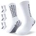 Tanstc grip socks football men women breathable slipproof football socks football socks unisex elastic anti-slip sports socks for basketball yoga walking 1/3 pair (39-46) 39-46 white-3 couple