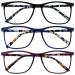 Opulize Unisex Arc Reading Glasses (Pack of 9) +3.50 Diopters Black / Blue / Purple