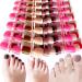 AddFavor 14 Colors Press on Toenails Square Full Cover Short False Toe Nails 12 Sizes Glossy Fake Toenails for Women and Girls