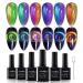 NAILKISS 9D Cat Eye Nail Gel Polish Magnetic Cat Eye Gel Nail Polish Magnetic Gel Nail Polish with Holographic Magic Galaxy Chameleon Effect Soak Off UV Gel Nail Polish with Magnetic Stick-6PCS