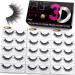 Eliace False Eyelashes 15MM Cat Eye Wispy Faux Mink Lashes Fluffy Fake Eyelashes & Luxurious Natural Look Eyelash Strips Thin Soft Band Multipack 15 Pairs | Nina Style 3D-15 Pairs Nina Style