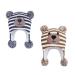 LANGZHEN Toddler Kids Infant Winter Hat Earflap Knit Warm Cap Fleece Lined Beanie for Baby Boys Girls 6-12 Months Bear -Navy Stripe+bear -Brown Stripe