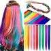 Zhaowei 9 piece Princess Colorful Extensions Multi-Color Party Highlights stranded Synthetic hair parts clip-in/clip on colored hair extensions (rainbow)
