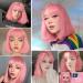 Meiriyfa Pink Short Bob Wig with Ponytail - Smooth Medium-Length Synthetic Wig for Women's Daily Use Parties & Cosplay - 30cm Rose - Buy Online on GoSupps.com
