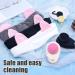 2 PCS Silicone Facial Cleansing Brush Set - 2 in 1 Face Exfoliator & Scrubber with Lid, Hairband, Hooks - Soft Bristle Brush for Deep Pore Cleansing - Black & White - Buy Online on GoSupps.com