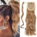 Sego ponytail hair part braid in ponytail hair extension synthetic hair extension hair piece wrap on for women 43 cm wavy-hell ash brown mix bleach blonde