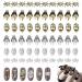 60 Pcs 3D Halloween Nail Art Charms Skull Spider with Rhinestones  TOROKOM Vintage Skeleton Hand Alloy Nail Art Jewelry Decoration Halloween Nail Glitters for DIY Nail Tip Crafts (Gold & Siliver) Pattern-1