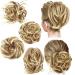 4 Pcs Messy Hair Bun Straight Hairpiece Tousled Updo for Women Hair Extensions Short Ponytail Elastic Scrunchies Curly Hair Accessories (Honey Blonde mix Bleach Blonde/27T613, Basic Style) 1 Count (Pack of 4) Honey Blonde mix Bleach Blonde/27T613