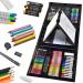 Sunnyglade 185 Pieces Double Sided Trifold Easel Art Set  Drawing Art Box with Oil Pastels  Crayons  Colored Pencils  Markers  Paint Brush  Watercolor Cakes  Sketch Pad multi-color