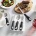 Special Supplies Adaptive Utensils 5-Piece Set for Hand Tremors, Arthritis, Parkinson's, Elderly - Non-Weighted, Non-Slip Handles - Stainless Steel Knife, Rocker Knife, Fork, Spoons - Black - Buy Online on GoSupps.com