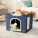 Bedsure Cat Beds for Indoor Cats | Large Cat Cave with Fluffy Ball & Scratch Pad - Foldable Pet House 16.5x16.5x14 - Buy Online on GoSupps.com