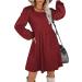 Aokosor Long Sleeve Red Knit Babydoll Dress - Square Neck Knee-Length Jumper - Buy Online on GoSupps.com