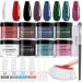 Morovan Dip Powder Nail Kit Starter - 8 Colors Dipping Powder Nail Kit with Base Top Coat Activator Brush Saver Nail Dip Powder for Dipping Nails No Nail Lamp Needed Red white black