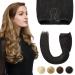 Yamel Human Hair Invisible Wire Hair Extension Natural Black 16 Inch Fish Line 1 Piece Real Human Hair Secret Extensions