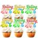 S-SFH-06Ice Cream Fruit Dessert Cupcake Topper Colorful Glitter Happy Birthday Sensory Pop Game Theme Decor Supplies Baby Shower Boys Girls Birthday Party Decorations