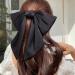 Black Satin Large Hair Bow Barrette | Oversized Ribbon Clip for Women - Vintage 90's Hair Accessory - Buy Online on GoSupps.com