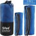 Sfee 2 Pack Microfiber Travel Towel Set - Quick Dry, Super Absorbent, Lightweight - Perfect for Beach, Gym, Hiking, Pool - XL Dark Blue Towels 72x32 + 24x15 - Buy Online on GoSupps.com