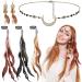 5 Pack Viking Boho Head Moon Chain Crystal Vintage Forehead Jewelry Witch Headpiece Hippie Hair Extensions Clip Comb with Long Tassel Feather Earrings Costume for Party Halloween Women (Mixed Color)