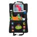 Heckbo 1x monster children car backrest organizer with touch tablet pocket - thermal bag for drinks - extra large storage pocket - simple fastening 1x rear seat organizer monster