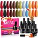 MEFA Fall Gel Nail Polish 12 Colors Burgundy Red Gel Polish Set Flash Dark Red Glitter Nail Gel Polish Orange Shimmer Nude Brown Blue Yellow Gel Nail Gifts for Women Girl Brown Orange