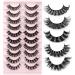 Eyelashes Russian Volume Strip Lashes 5 Styles Mixed Natural Wispy D Curly Mink False Eyelashes Look Like Extensions 10 Pairs by Yawamica D Curly Strip Lashes