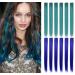 Shkjchp Colored hair extensions clip in for girls 21 inch colorful straight hair extensions for party highlights hair accessories hair parts for women 12PSC (blue dark turquoons)