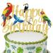 Parrot Birthday Cake Decoration Tropical Bird Birthday Cake Topper Parrot Happy Birthday Cake Pick Parrot Birthday Party Decoration for Birds Themed Baby Shower Supplies