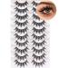 Losha Eyelashes Wispy Wet Look Manga Lashes Natural Look 18mm Spiky Anime Fake Eyelashes 10 Pairs Handmade Faux Mink Lashes Pack| 02 Wet Look Lashes-18mm-02